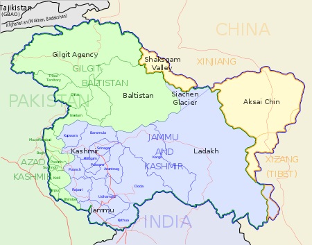 Kashmir Map-India and Pakistan