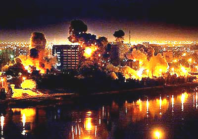 "Shock and Awe" airstirkes in Baghdad, Iraq in 2003