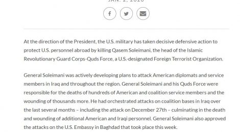 DoD Statement Iraq Jan, 2, 2020