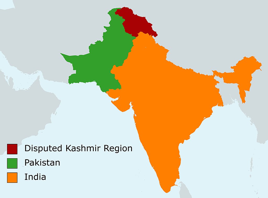 India, Pakistan, and Kashmir Map