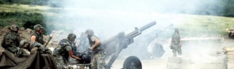 U.S. Artillery firing during the Invasion of Grenada in 1983