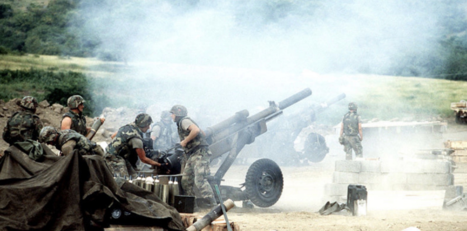 U.S. Artillery firing during the Invasion of Grenada in 1983