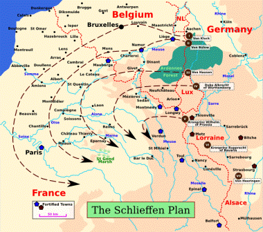 The Schlieffen Plan: Map of German Plans For The Invasion of Belgium in 1914