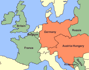 World War One Map of Europe 1914